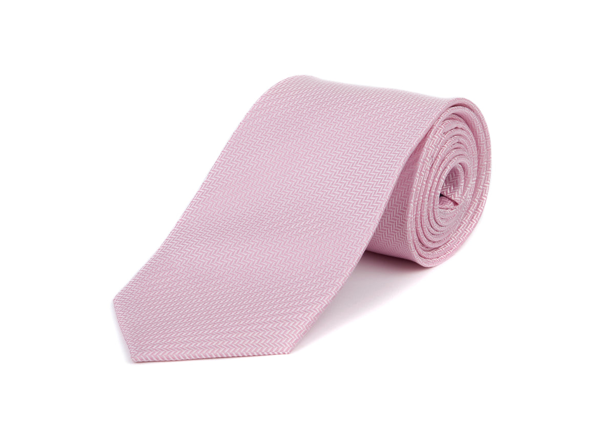Pink Herringbone Tie 100% Silk Tie