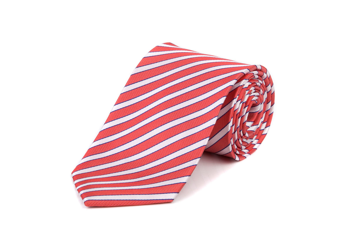 Red & White Club 100% Silk Tie