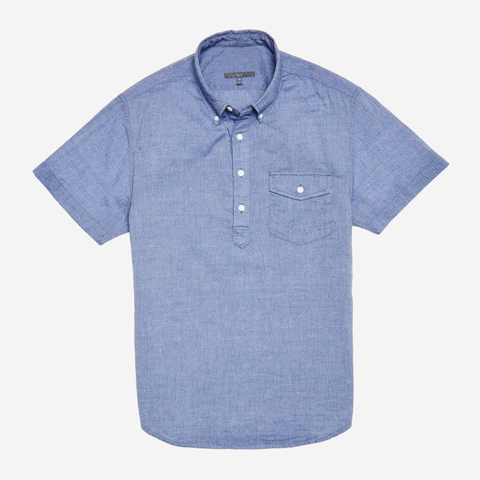 Bespoke - Blue Popover Short Sleeve Shirt